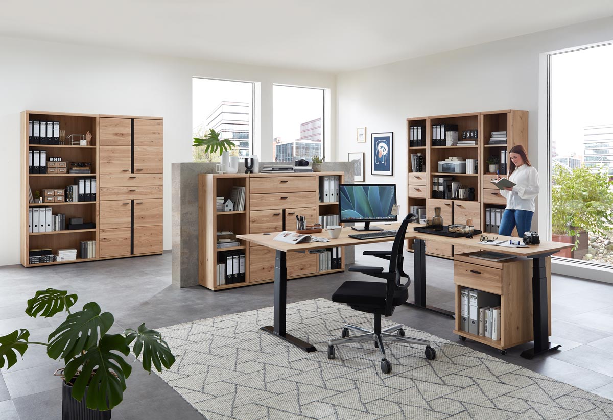 Sonos Aktenregal 5 OH mit 5 offenen Fächern Altesche massiv / Artisan Eiche