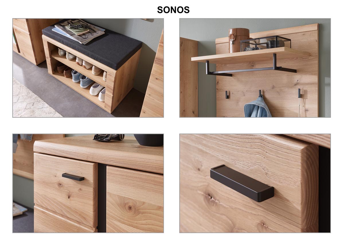 Sonos Garderobenpaneel Altesche massiv / Artisan Eiche