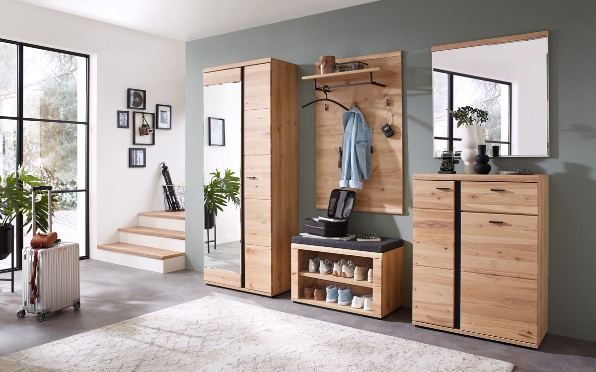 Sonos Garderobenschrank mit einer Spiegeltüre Altesche massiv / Artisan Eiche