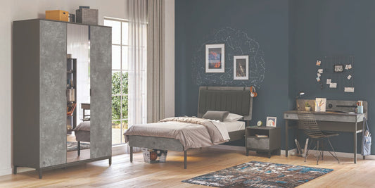 Space Gray 4-teiliges Jugendzimmer Komplettset Grau