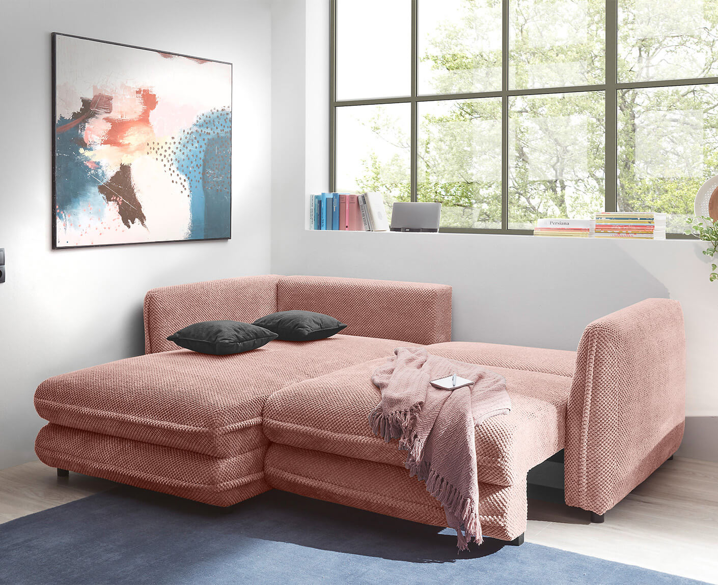 Stanley Ecksofa 240 x 192 cm, mit Schlaffunktion & Bettkasten