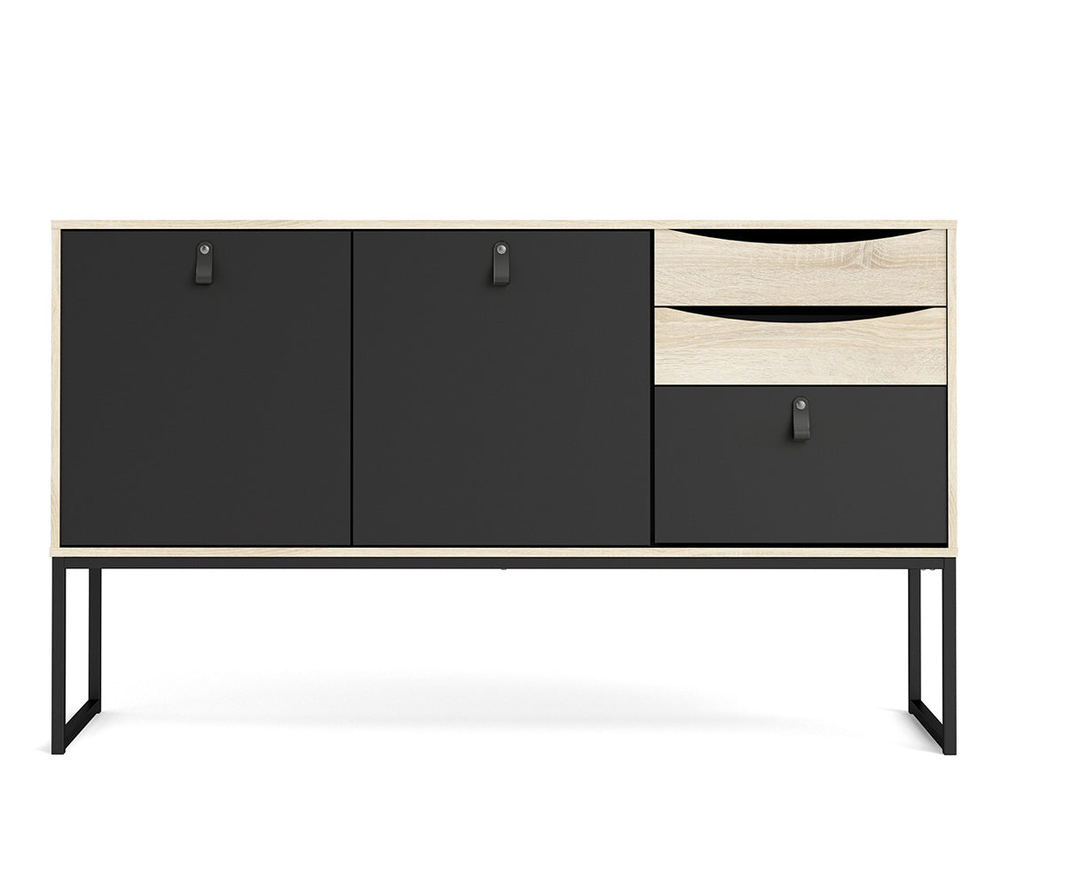 Stubbe Sideboard Schwarz Matt Eiche Struktur