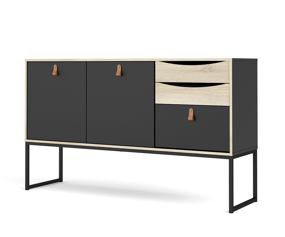 Stubbe Sideboard Schwarz Matt Eiche Struktur