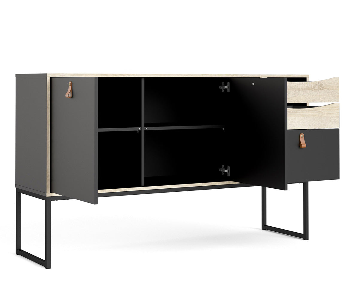 Stubbe Sideboard Schwarz Matt Eiche Struktur