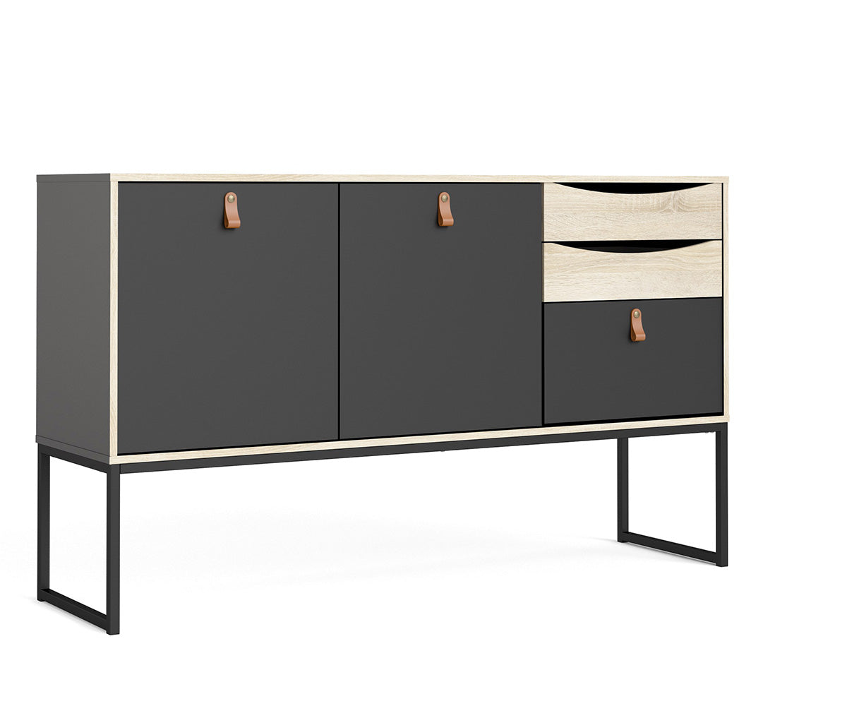 Stubbe Sideboard Schwarz Matt Eiche Struktur