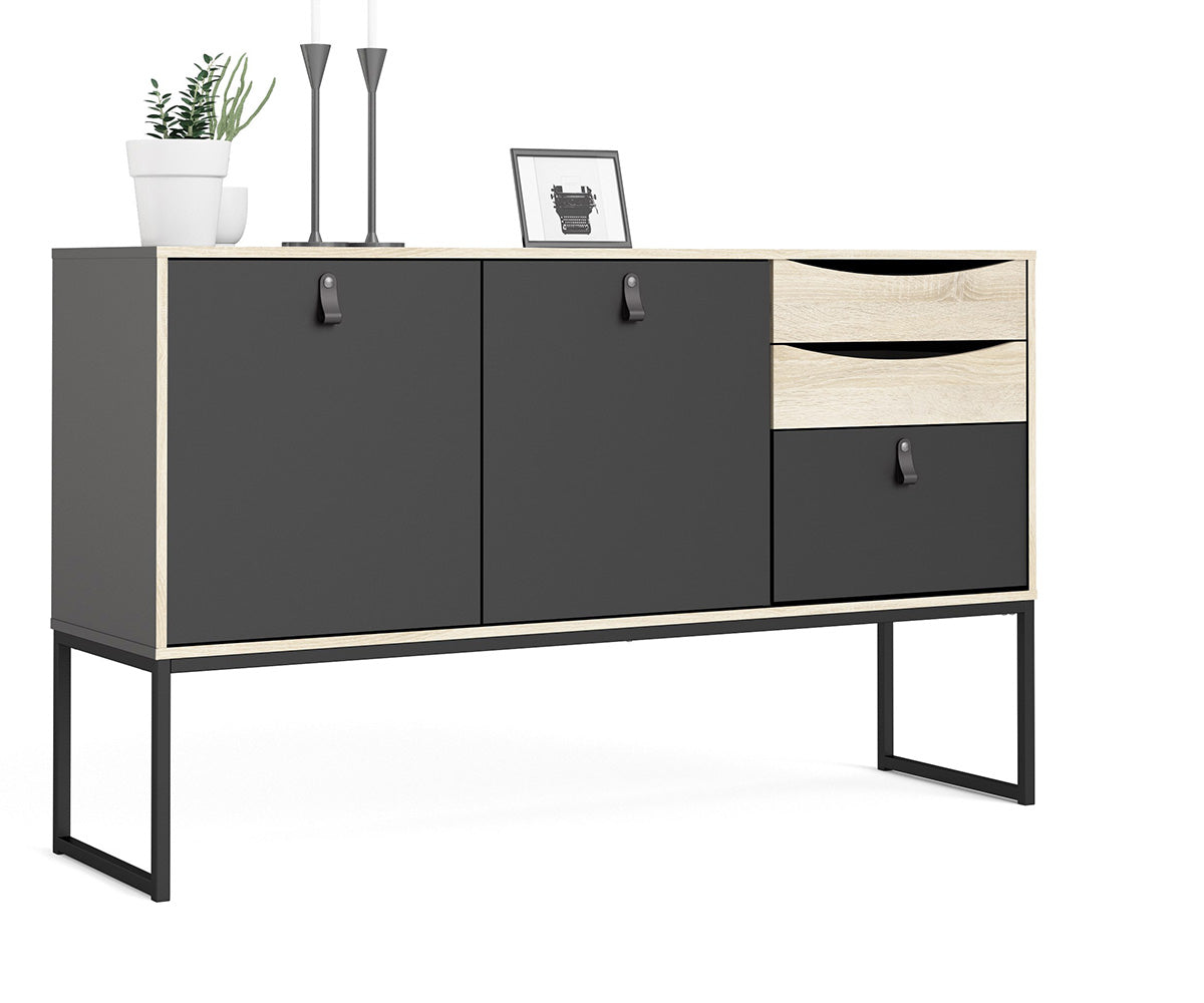 Stubbe Sideboard Schwarz Matt Eiche Struktur