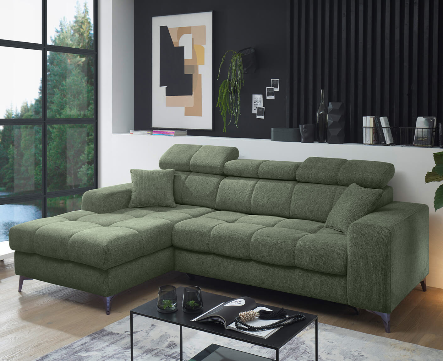 Sydney Ecksofa Longchair 268 x 172 cm, mit Schlaffunktion & Bettkasten