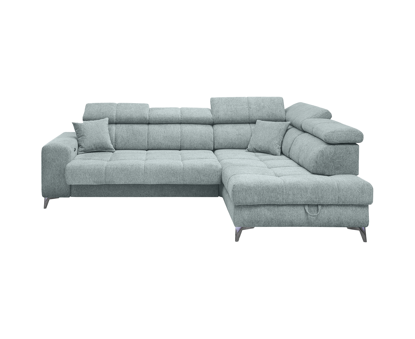 Sydney Ecksofa 282 x 128 cm, mit elektrischer Sitztiefenverstellung & Bettkasten - Voelpe