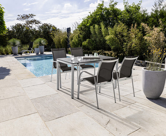 Kettler Tampa Gartenmöbelset 5-teilig 140/210 x 70 cm Silber / Anthrazit