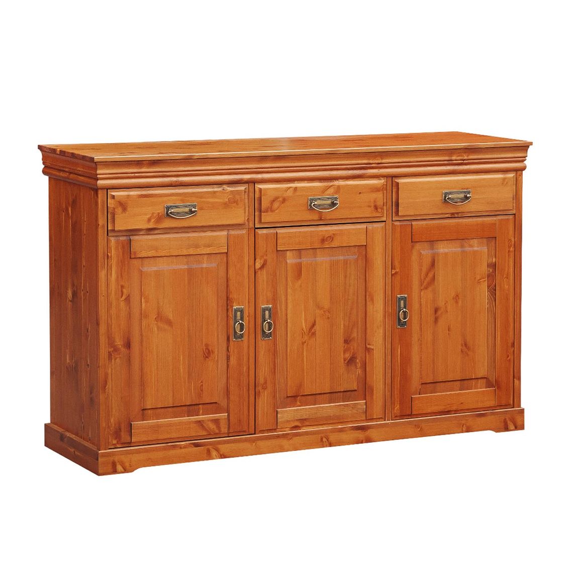 Toskania Massivholz Sideboard 3-türig Kiefer, gebeizt