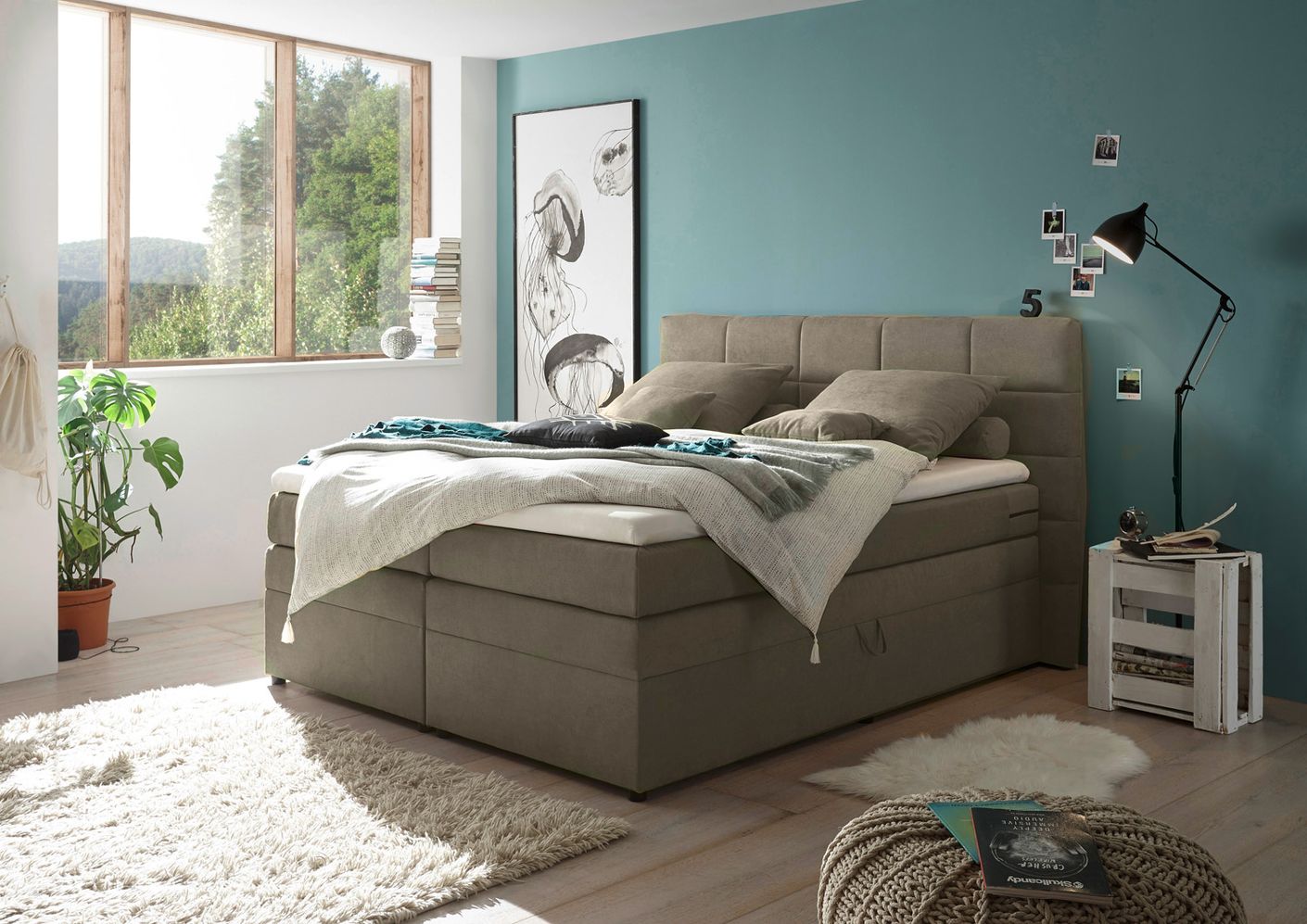TACOMA Boxspringbett 160x200cm Stone