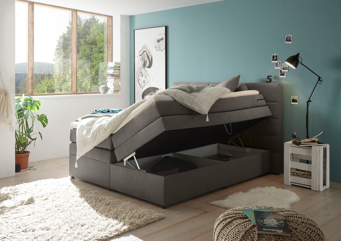 TACOMA Boxspringbett 160x200cm Stone