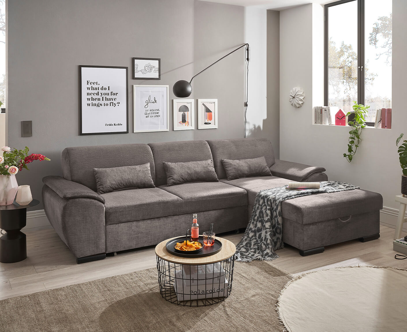 Tampa Ecksofa 280 x 175 cm, mit Schlaffunktion und Bettkasten