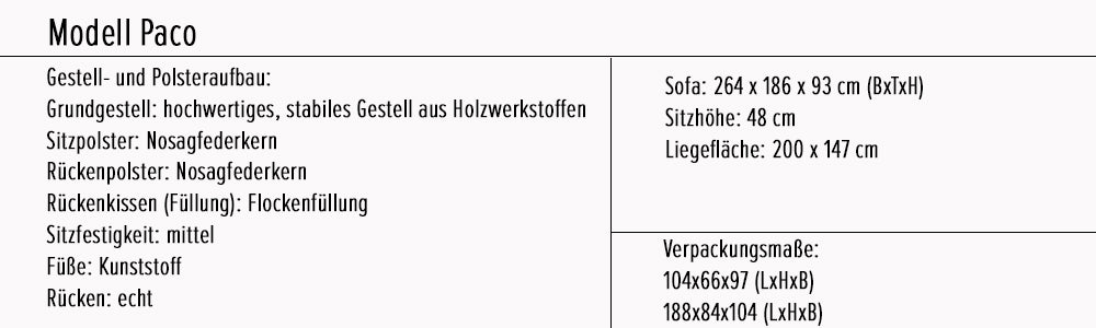 Paco Ecksofa 264x186 cm Anthrazit