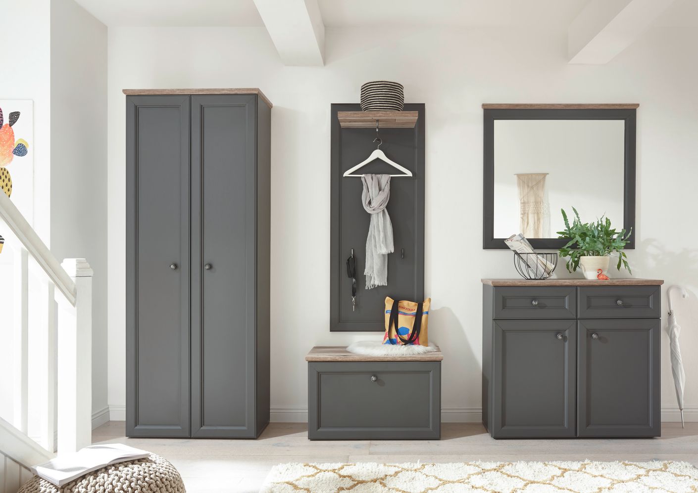 Toskana Schuhbank Grau / Timber Wood