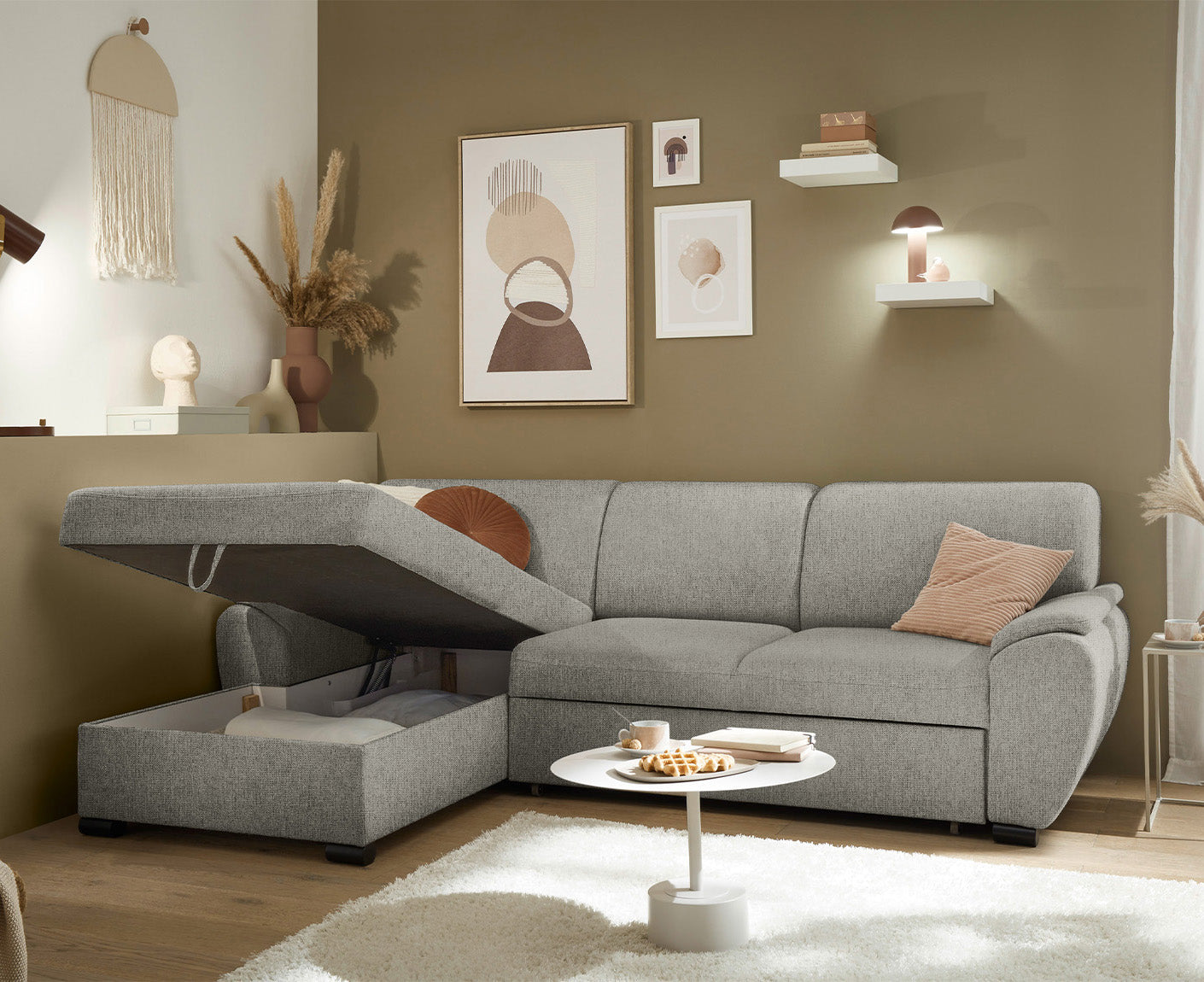Ulm Ecksofa 250 x 175 cm, mit Schlaffunktion & Bettkasten
