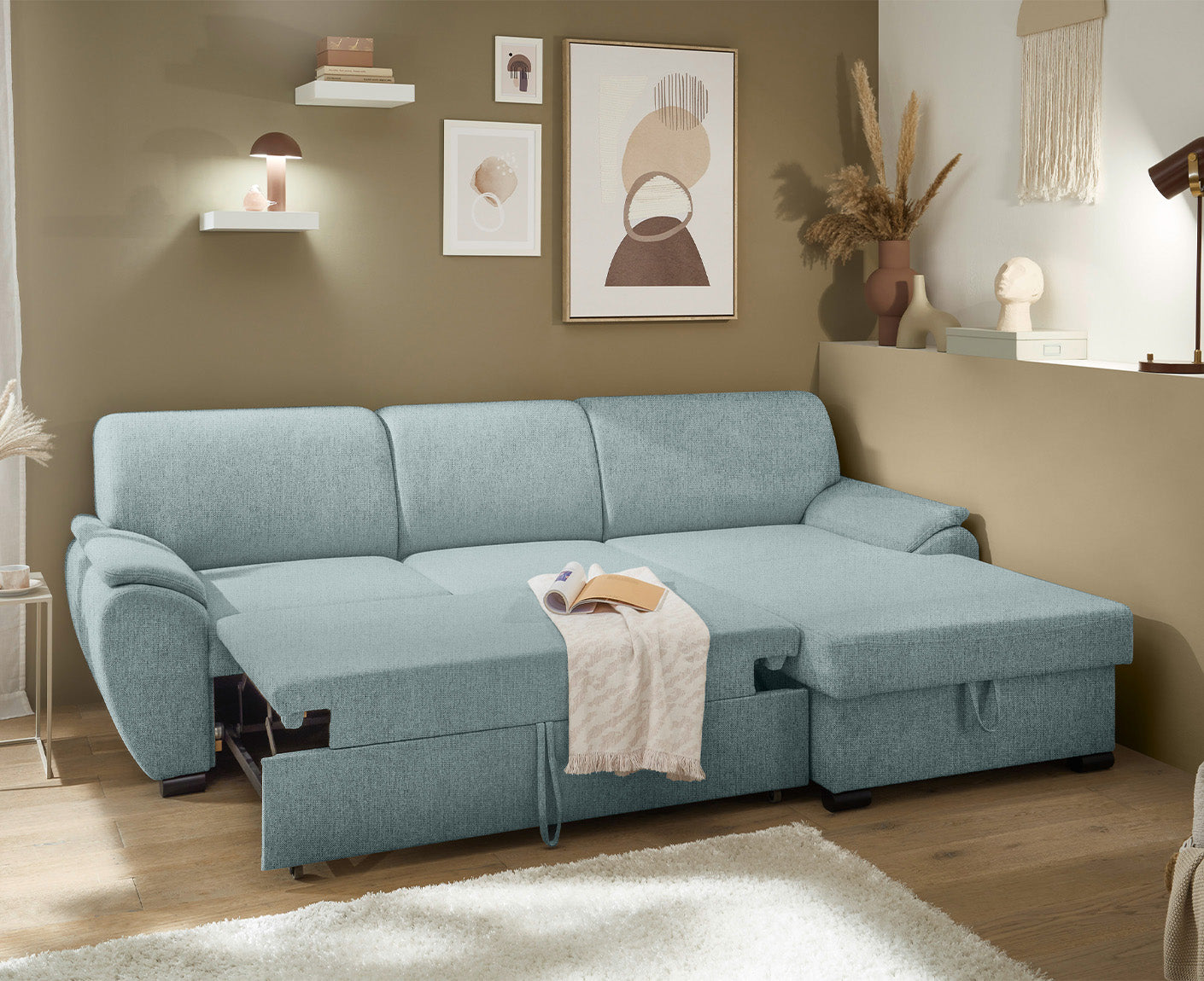 Ulm Ecksofa 250 x 175 cm, mit Schlaffunktion & Bettkasten