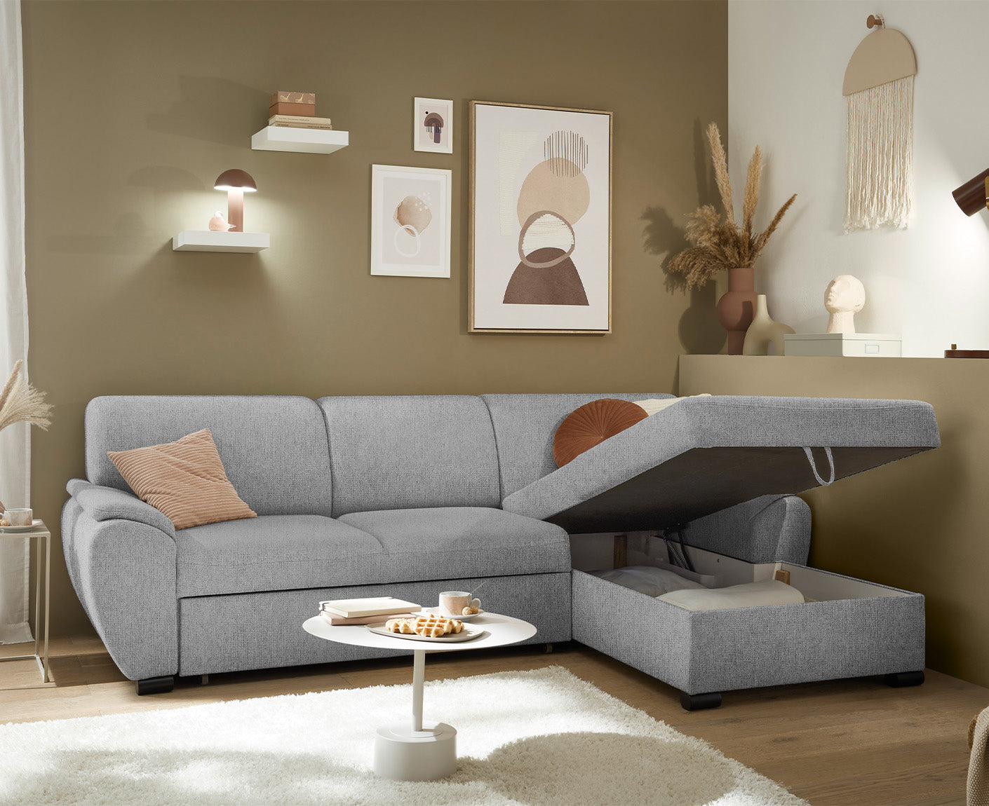 Ulm Ecksofa 250 x 175 cm, mit Schlaffunktion & Bettkasten