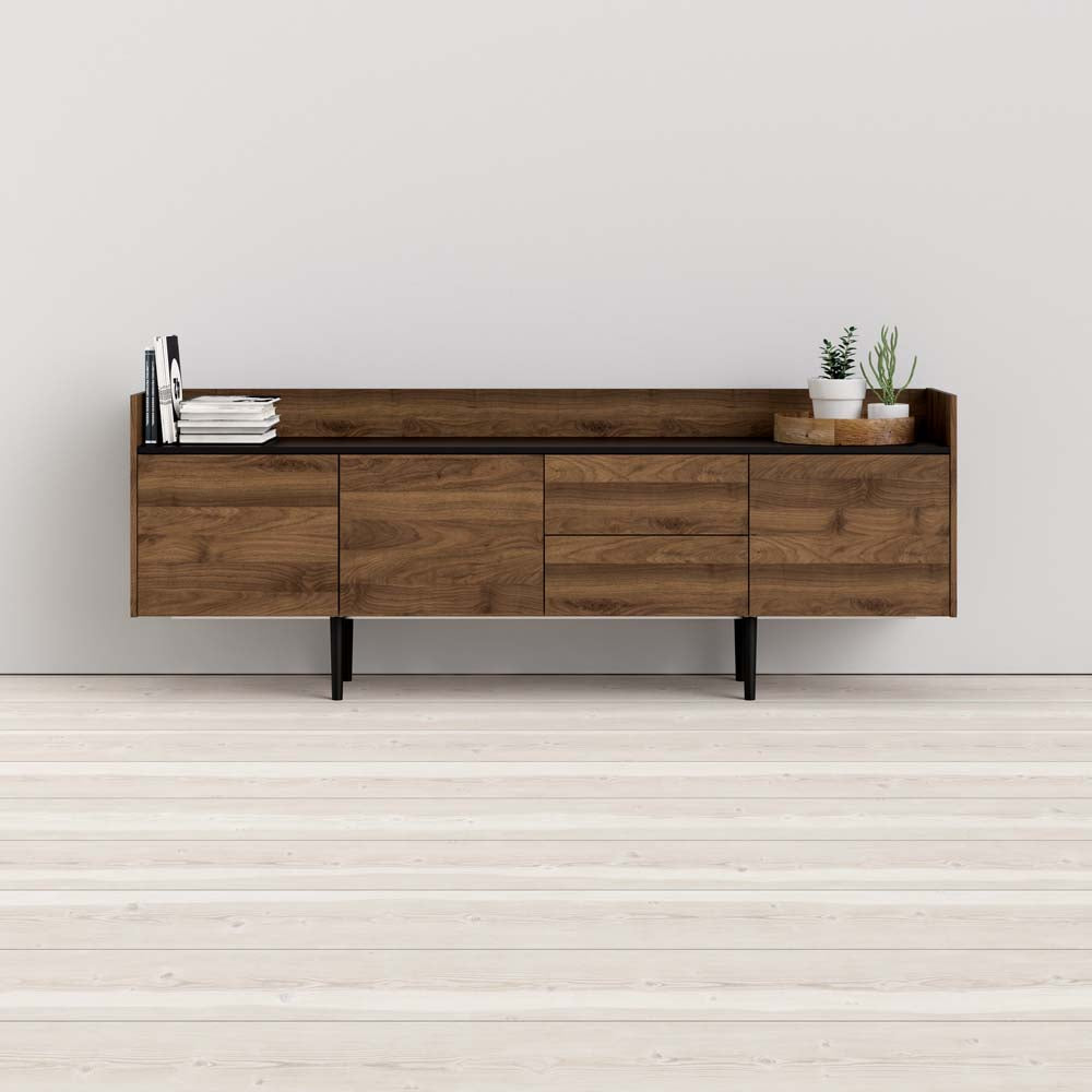 Unit Sideboard Schwarz Walnuss