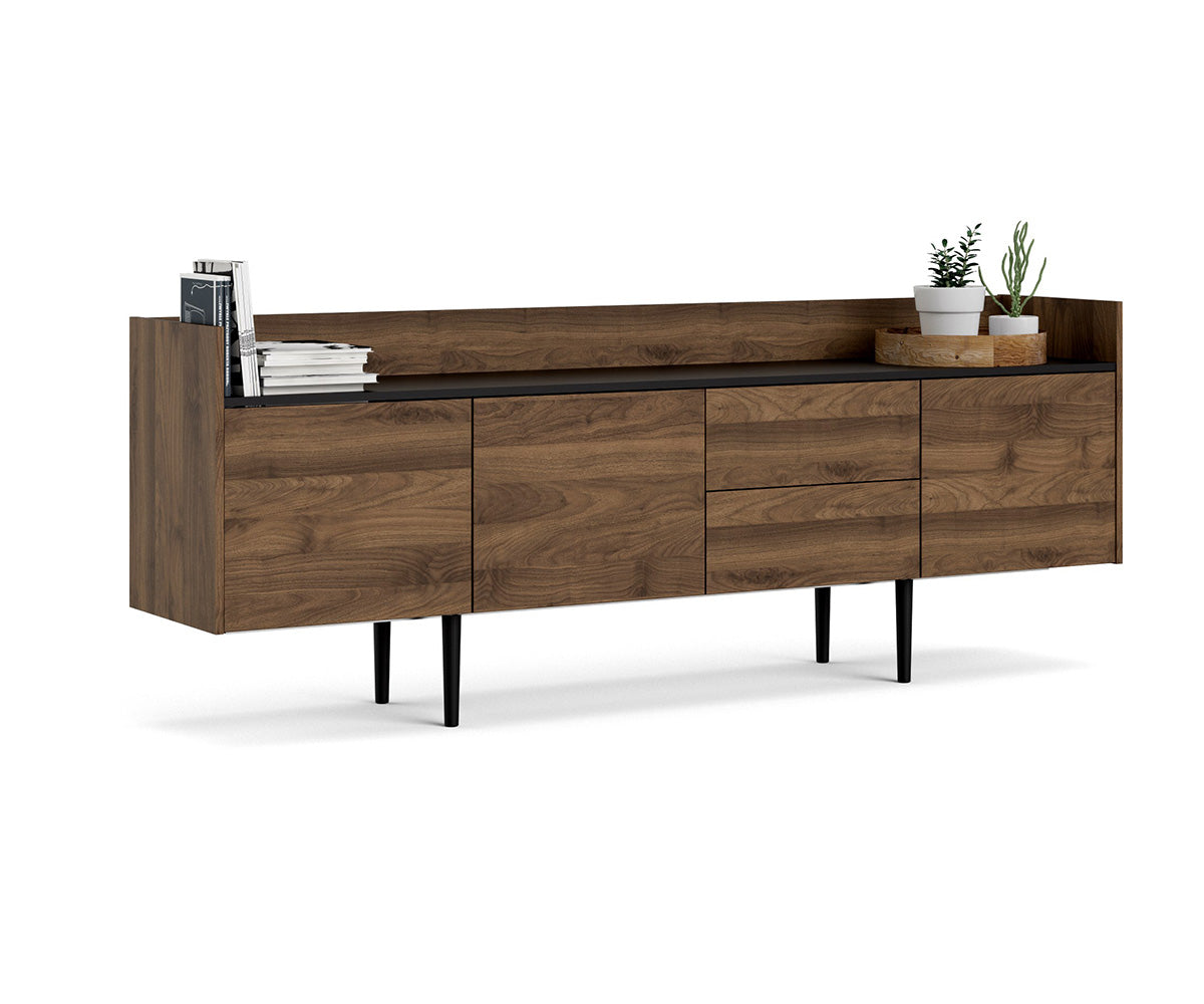 Unit Sideboard Schwarz Walnuss