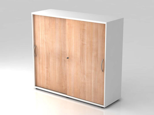 Texas Simple Basic Schiebetürenschrank 3OH 120cm Weiß / Nussbaum