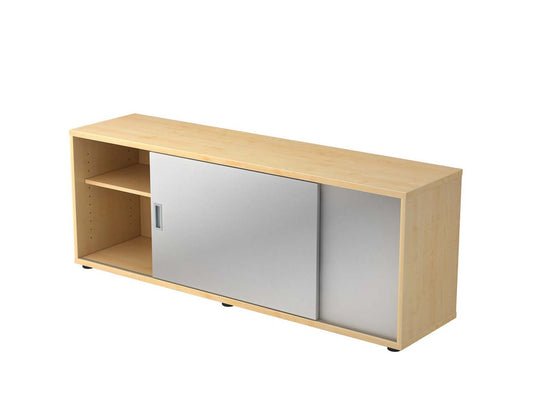 Sideboard mit Schiebetüren 160 cm Ahorn / Silber