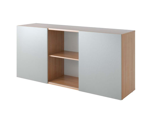 Sideboard 2OH mit Schwebetüren Nussbaum / Silber