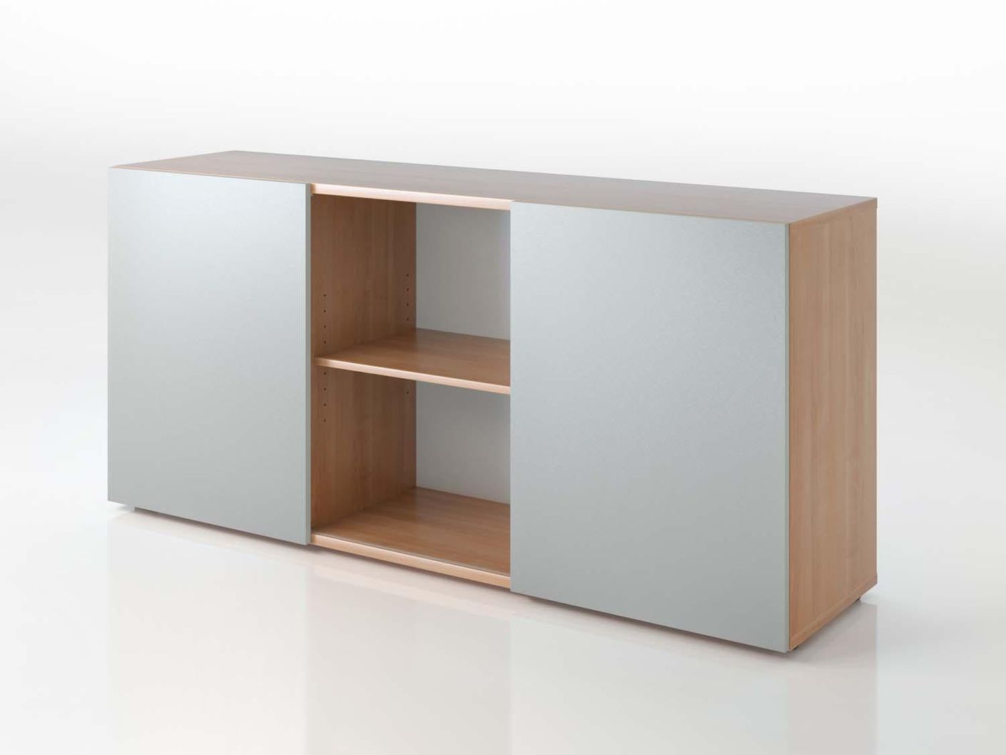 Sideboard 2OH mit Schwebetüren Nussbaum / Silber