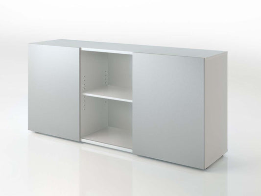 Sideboard 2OH mit Schwebetüren Weiß / Silber