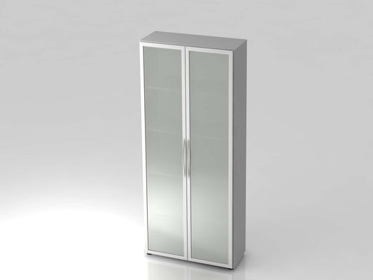 Texas Simple Basic Glastürenschrank 5OH 80cm Grau / Silber