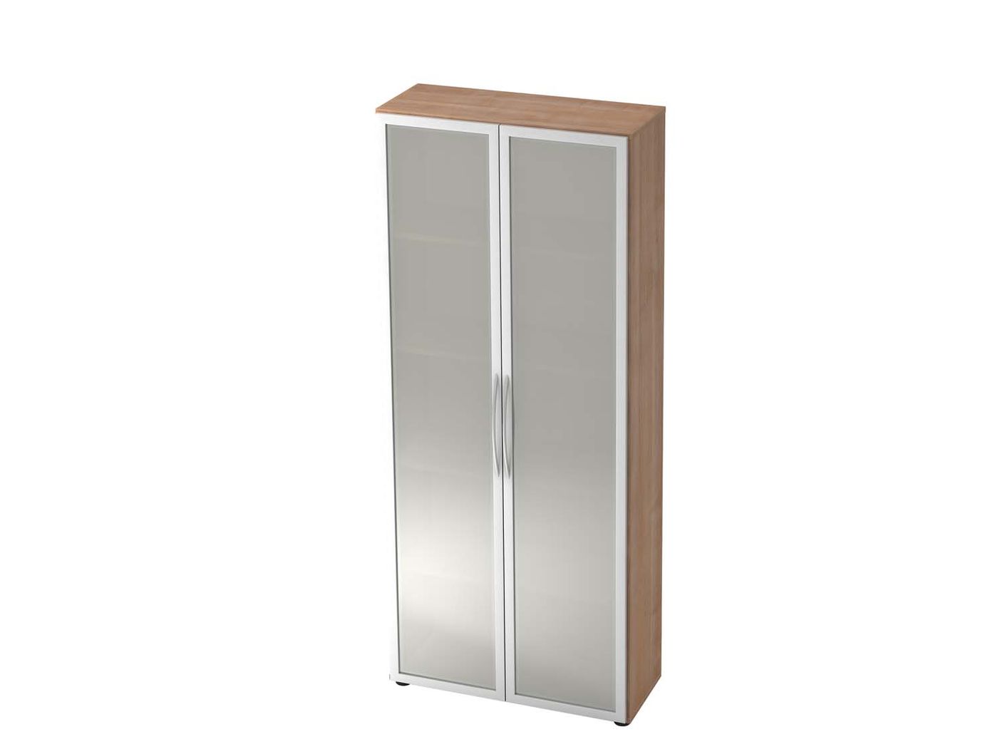 Texas Simple Basic Glastürenschrank 5OH 80cm Nussbaum / Silber