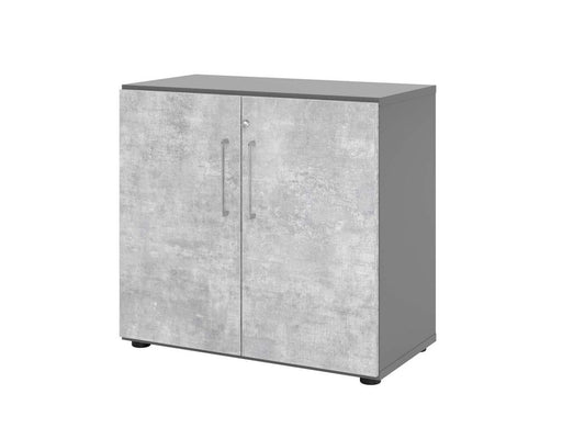 Texas Nine Aktenschrank 2OH mit Türen 80cm Graphit / Beton