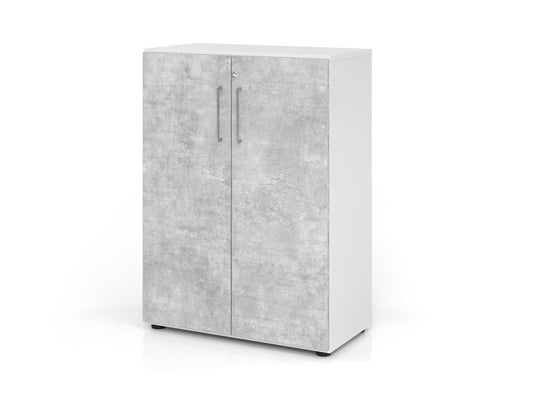 Texas Nine Aktenschrank 3OH mit Türen 80cm Weiß / Beton