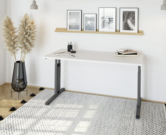 Mini-Office Schreibtisch O-Serie | 67 cm tief | inkl. Kabelwanne | C-Fuß | höheneinstellbar