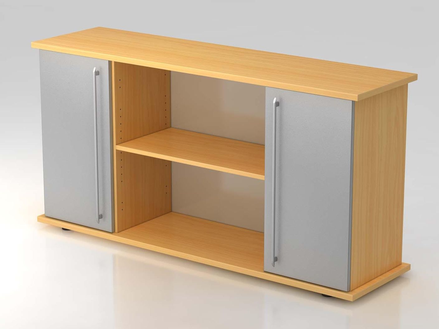 Sideboard 2OH mit Türen 166cm Buche / Silber