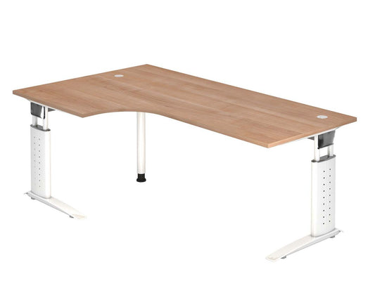 Urbana U-Serie Schreibtisch 200 x 120 cm, manuell höheneinstellbar, Nussbaum