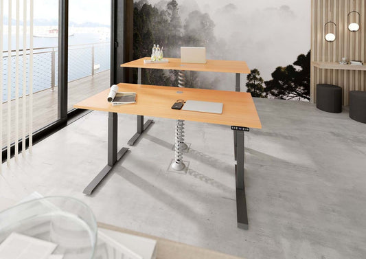 Höhenverstellbarer Schreibtisch XDKB | 2-Motoren | 120 - 180 cm | elektrisch | Buche