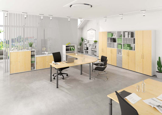 York Y-Serie Komplettbüro 12-teilig Ahorn / Weiß