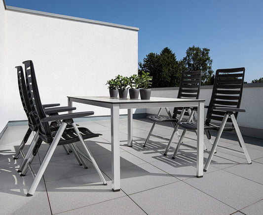 Kettler Wave Tischgruppe Silber / Marmor Weiß