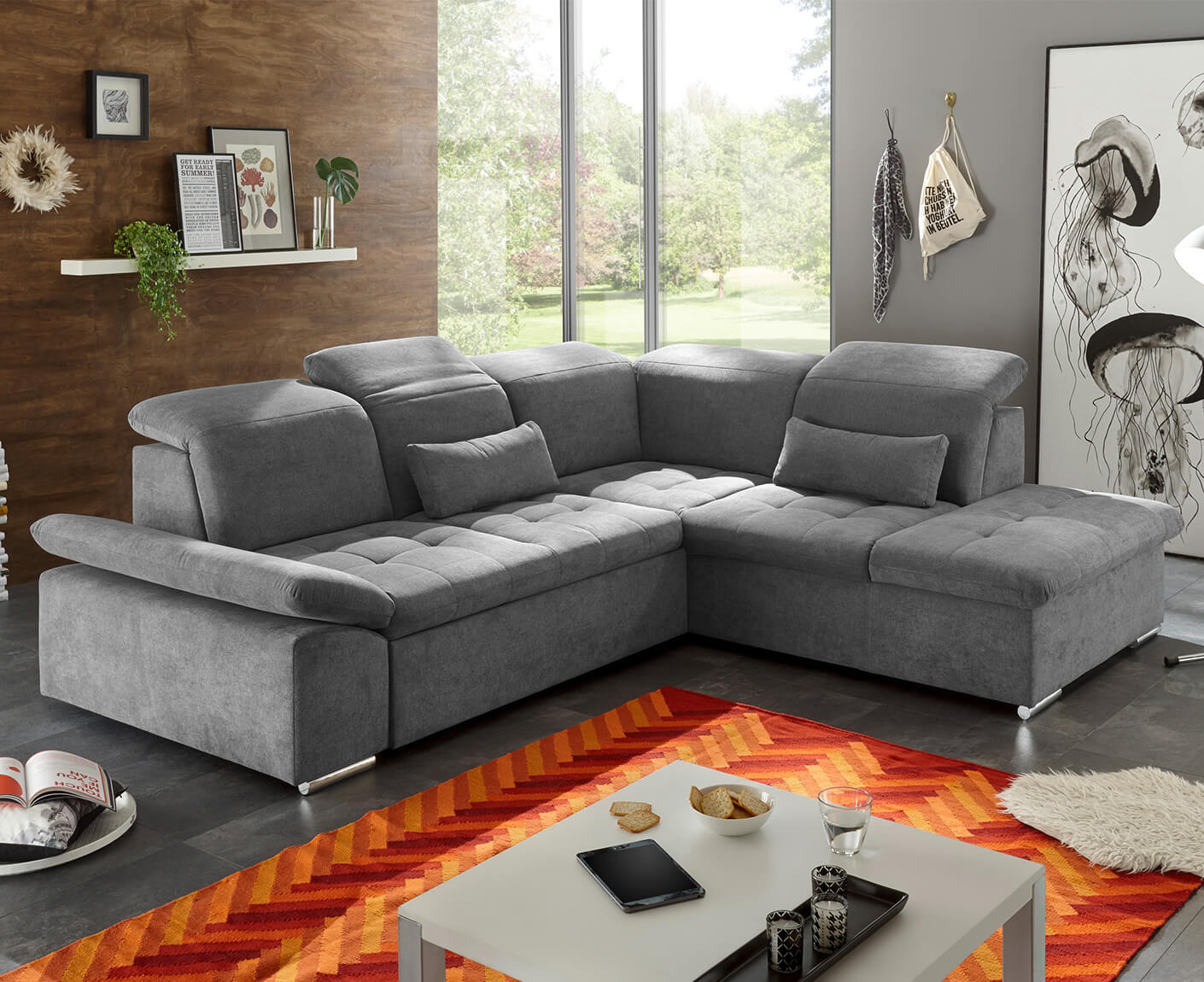 Wayne Ecksofa 276x240 cm, mit Schlaffunktion & Bettkasten