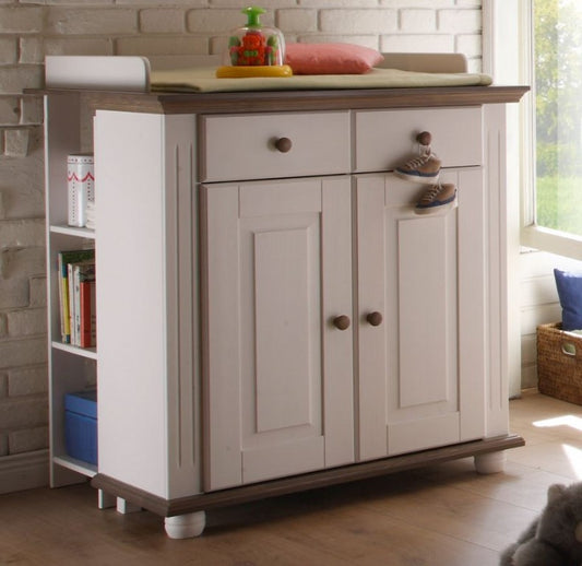 Laura Wickelkommode Wickeltisch inkl Regal Babymöbel Wickelschrank Kiefer Weiß/Lava