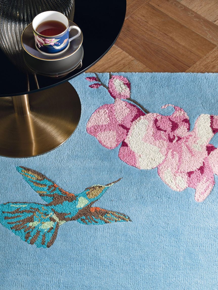 Wollteppich Hummingbird Blau