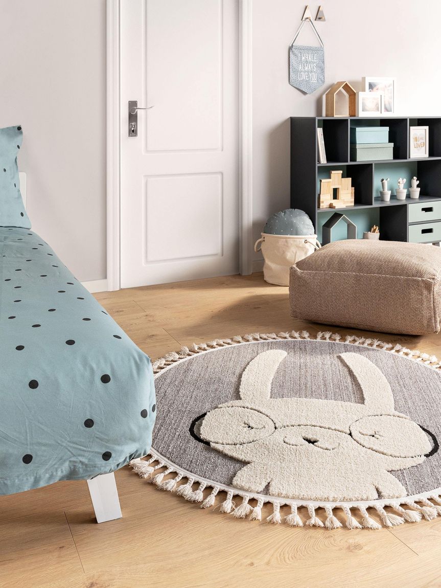 Kinderteppich Momo Ø 120 cm rund Grau