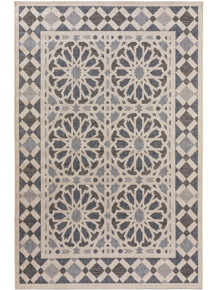 In- & Outdoor Teppich River Beige / Blau