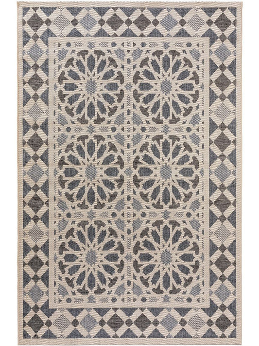 In- & Outdoor Teppich River Beige / Blau