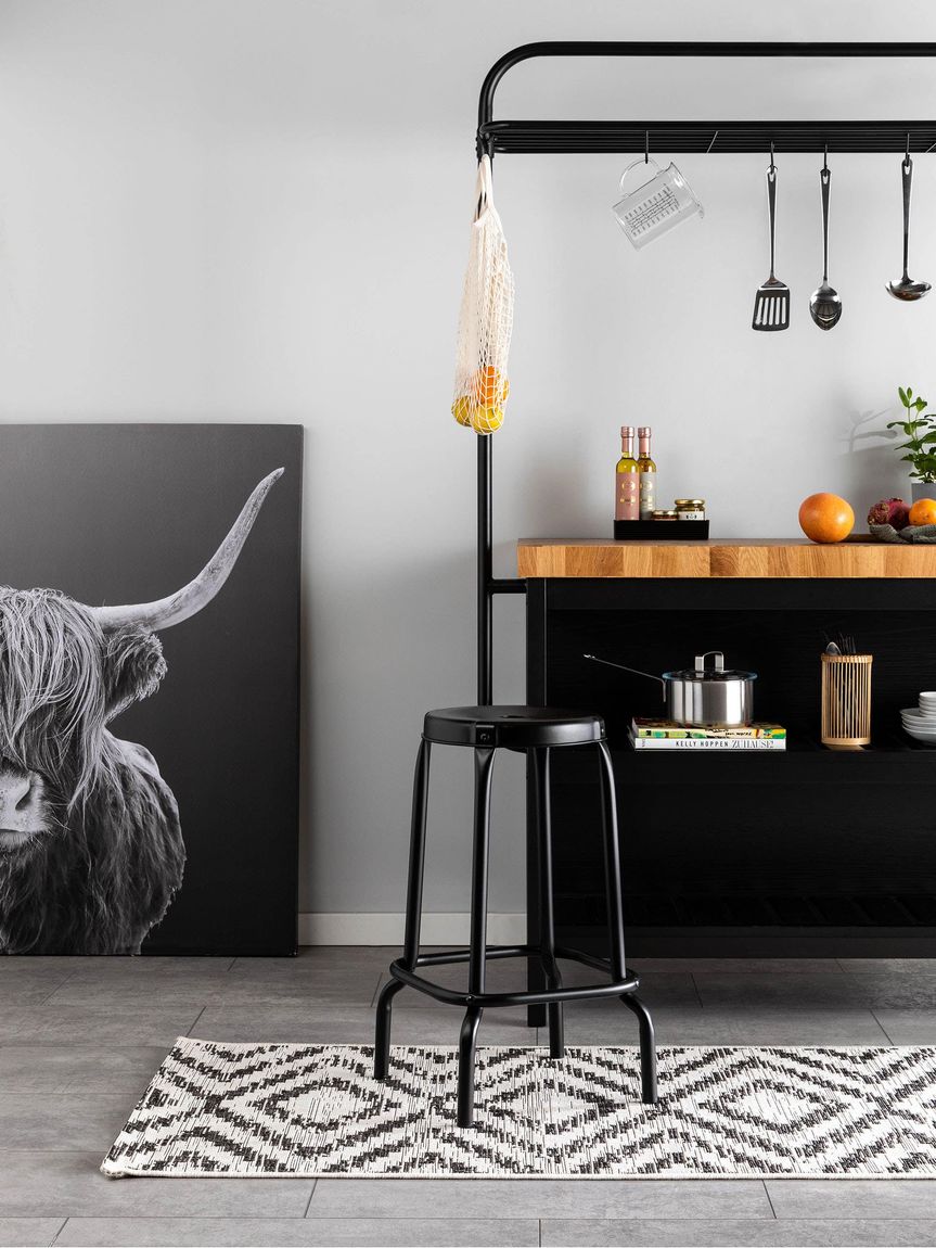 In- & Outdoor Läufer Cleo 80x240 cm Weiß / Schwarz