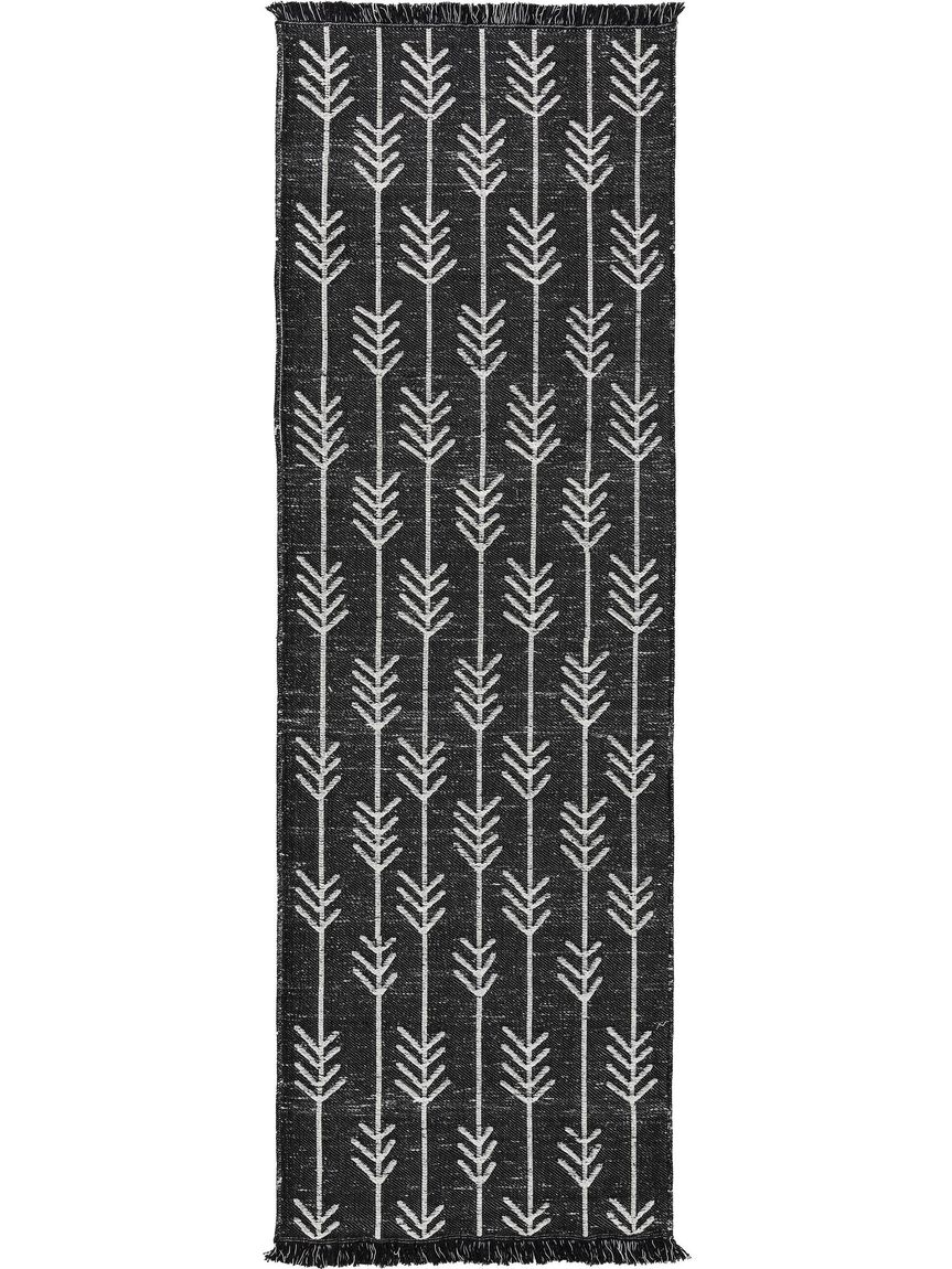 Teppich Läufer aus recyceltem Material Vigo 80x240 cm Beige / Schwarz