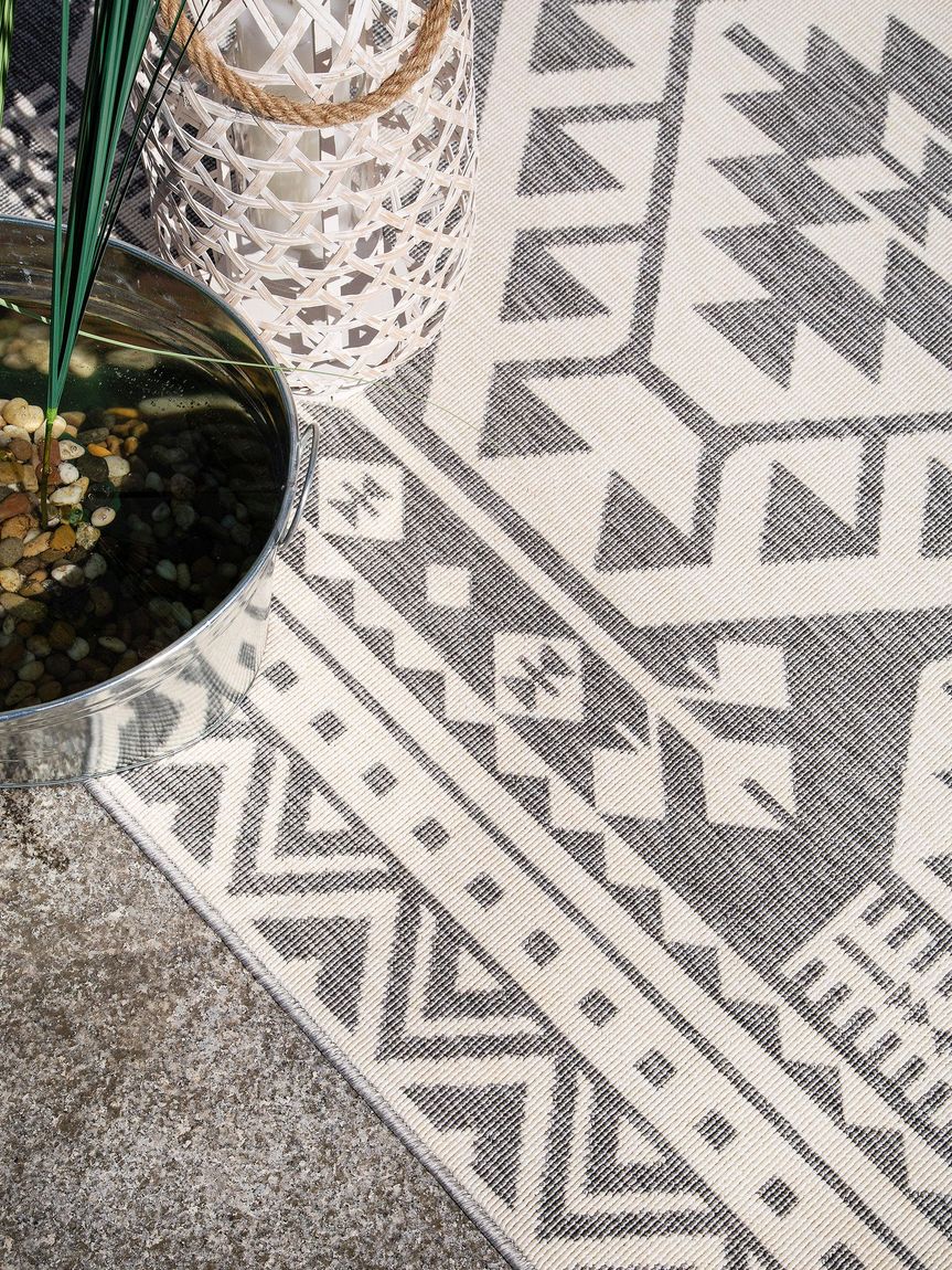 In- & Outdoor Teppich Niel Creame / Grau