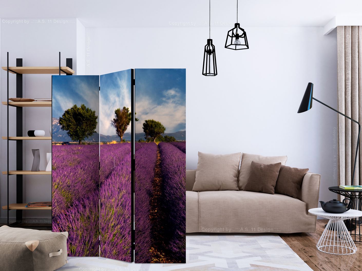 3-teiliges Paravent - Lavender field in Provence, France [Room Dividers]