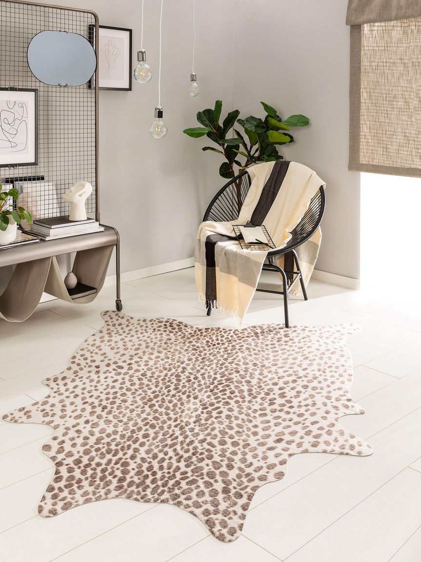 Kunstfell Teppich Rodeo 150x190 cm Beige / Braun